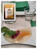 ZOKNIBAN a titkok nyomában, Méztortilla friss gyümölccsel (kivi, ribizli, narancs)/La Bella blend „V60”-on készítve
